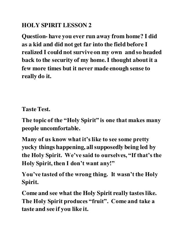 Holy Spirit Lesson 2