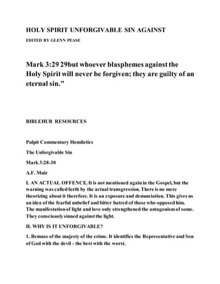 Holy spirit unforgivable sin against DOCX