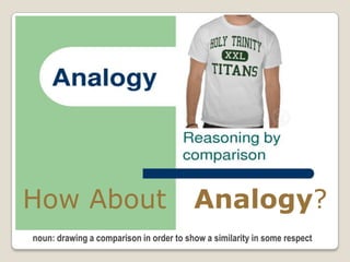 How About Analogy?
noun: drawing a comparison in order to show a similarity in some respect
 