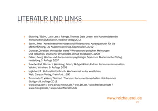 www.holzhauerei.de
LITERATUR UND LINKS
Bloching / Björn, Luck Lars / Ramge, Thomas: Data Unser: Wie Kundendaten die
Wirtsc...