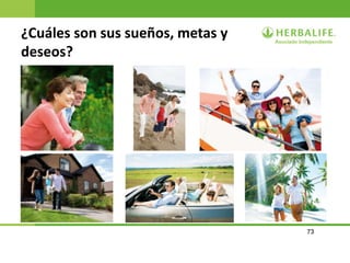 73
¿Cuáles son sus sueños, metas y
deseos?
 