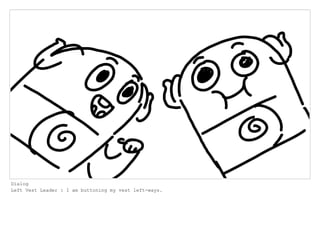 Dialog
Left Vest Leader : I am buttoning my vest left-ways.
 