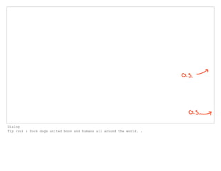 Dialog
Tip (vo) : Sock dogs united boov and humans all around the world. .
 