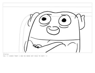 Dialog
Oh: -- SORRY THAT I HAS NO MORE HOT DOGS TO EAT! --
 