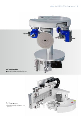 HOMAG CENTATEQ N-510 Tool changer systems
Tool changing system
· 8-fold tool changer moving in X- and
Y-direction
Tool changing system
· 8-fold tool changer moving in X-direction
25
 