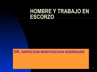 HOMBRE Y TRABAJO EN
       ESCORZO




DR. NAPOLEON BONYOUCHOA RODRIGUEZ



                                    1
 