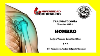 HOMBRO
Aislyn Yoanna Cruz Santillán
TRAUMATOLOGÍA
Semestre 2018-1
5 • B
Dr. Francisco Javier Salgado Guzmán
 