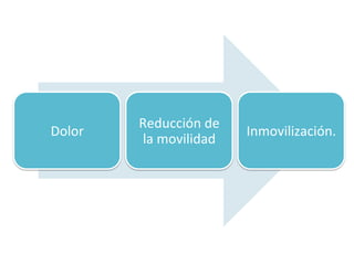Dolor	
  
Reducción	
  de	
  
la	
  movilidad	
  
Inmovilización.	
  
 