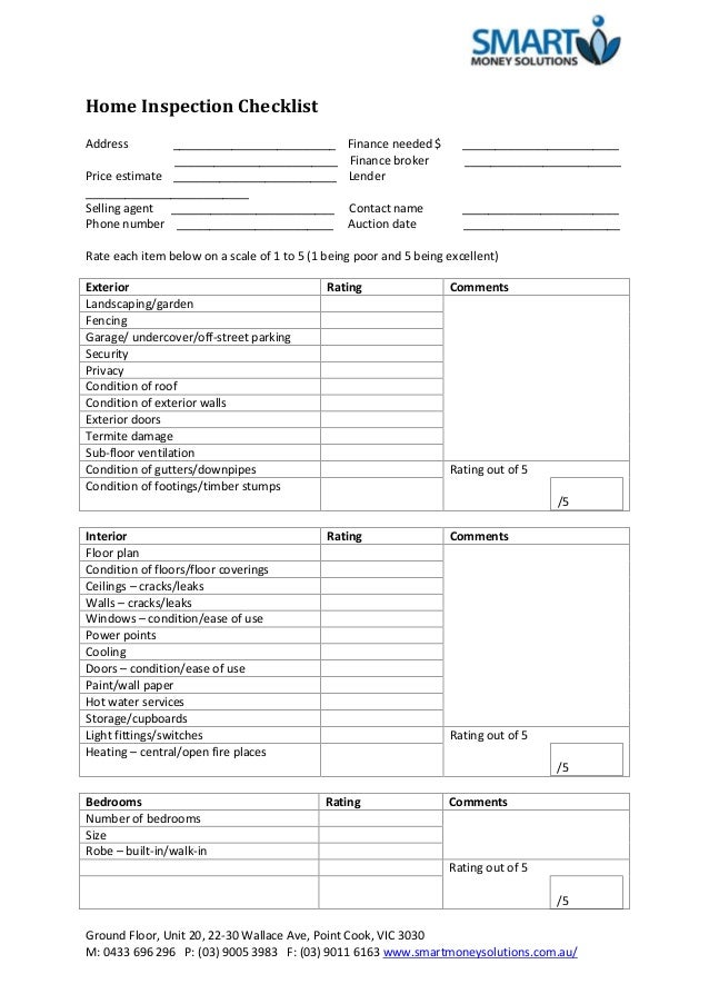 Home Inspection Checklist