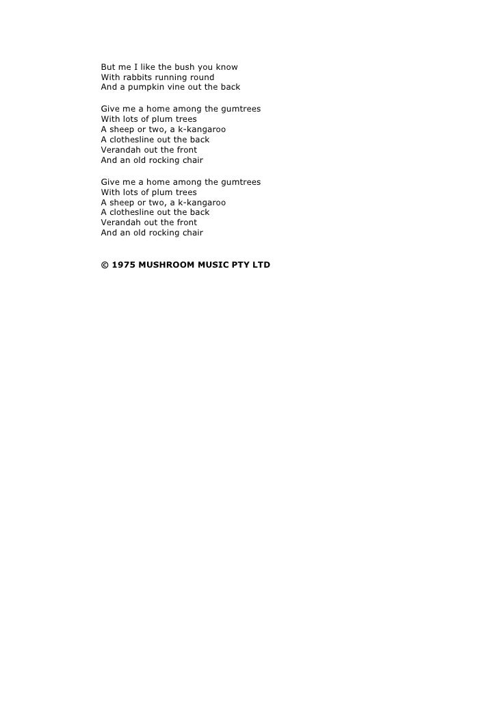Home Among The Gumtrees Lyrics And Activities Esl Worksheet By Trappgirl