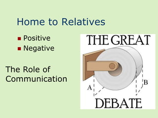 Home to Relatives
   Positive
   Negative



The Role of
Communication
 