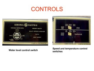 CONTROLS Speed and temperature control switches   Water level control switch   