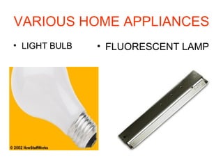 VARIOUS HOME APPLIANCES LIGHT BULB FLUORESCENT LAMP 