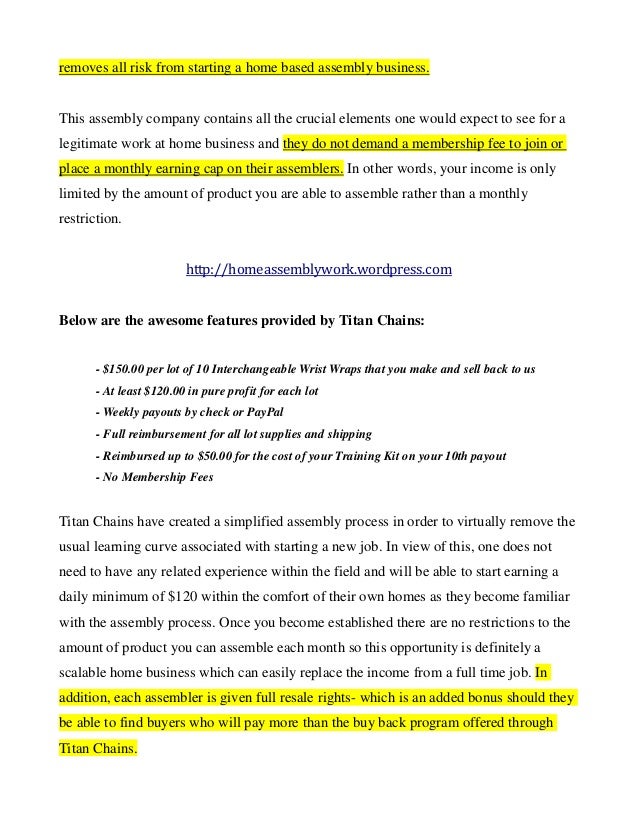 Home Assembly Work Legitimate Well Paid Home Assembly Job