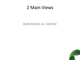 2 Main ViewsAutomation vs. Control