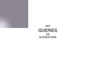 ANY
QUERIES
OR
SUGGESTIONS
 