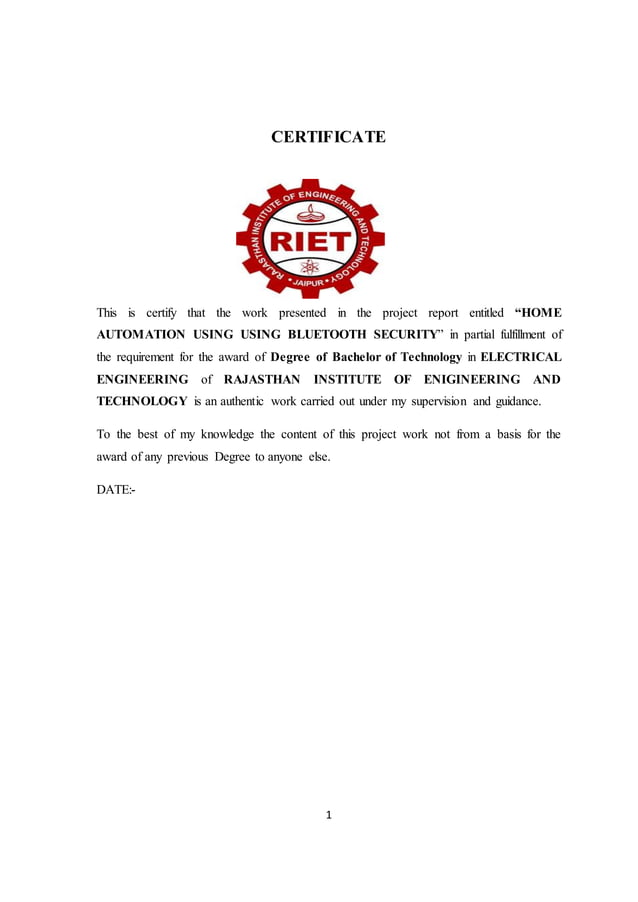 PROJECT REPORT ON Home automation using by Bluetooth