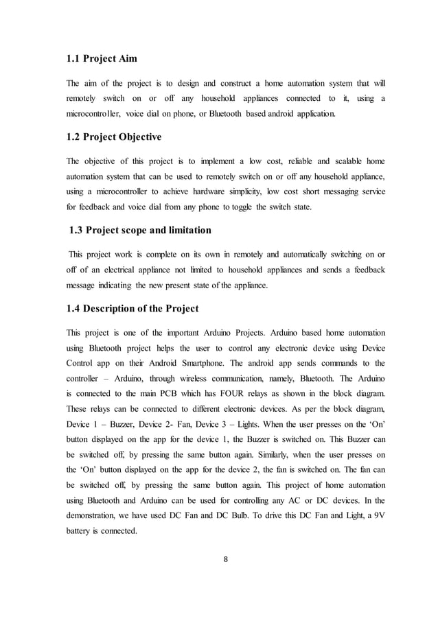PROJECT REPORT ON Home automation using by Bluetooth