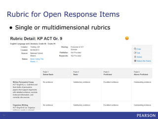 Rubric for Open Response Items
•

54

Single or multidimensional rubrics

 