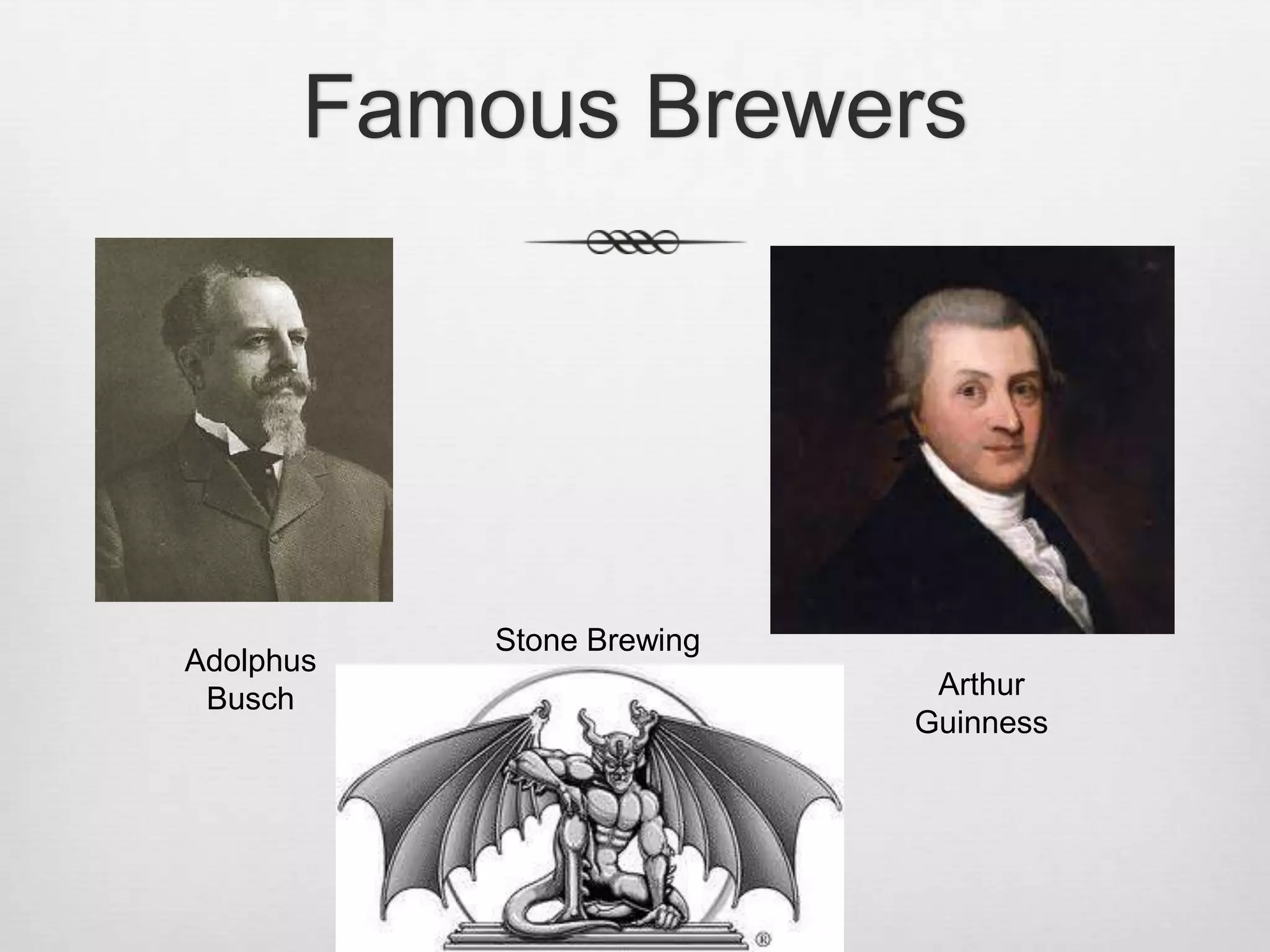 Famous BrewersStone BrewingAdolphus    BuschArthur Guinness