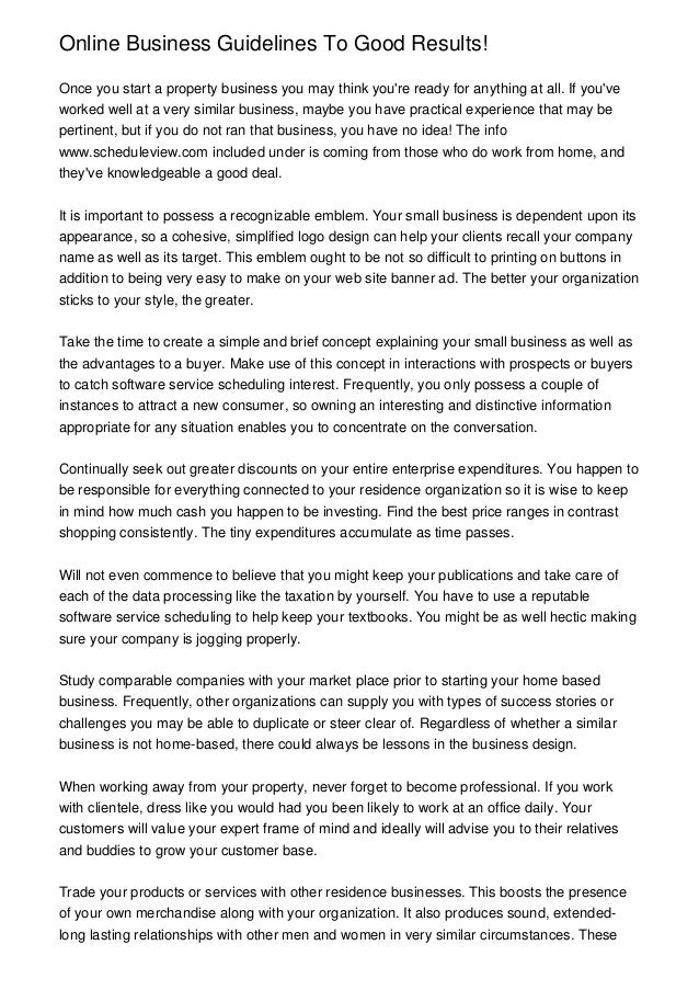 Online Business Guidelines To Good Results