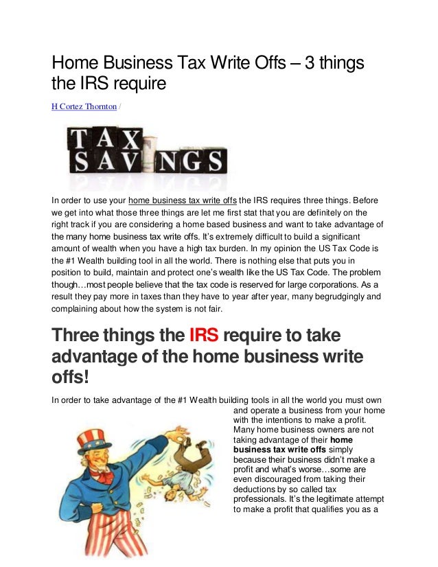 Home business tax write offs using the tax code to build wealth