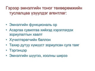 Гэрээр эмнэлгийн тоног төхөөрөмжийн
туслалцаа үзүүлдэг агентлаг:
• Эмнэлгийн функциональ ор
• Асаргаа сувилгаа хийхэд хэрэглэгдэх
зориулалтын хаалт
• Хүчилтөрөгчийн баллон
• Тахир дутуу хүмүүст зориулсан суга таяг
• Тэргэнцэр
• Эмнэлгийн шүүгээ, хоолны ширээ

 