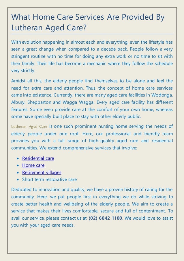 Home Care Needs