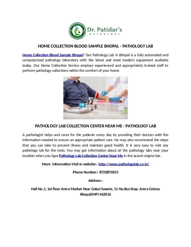 Home collection blood sample bhopal pathology lab