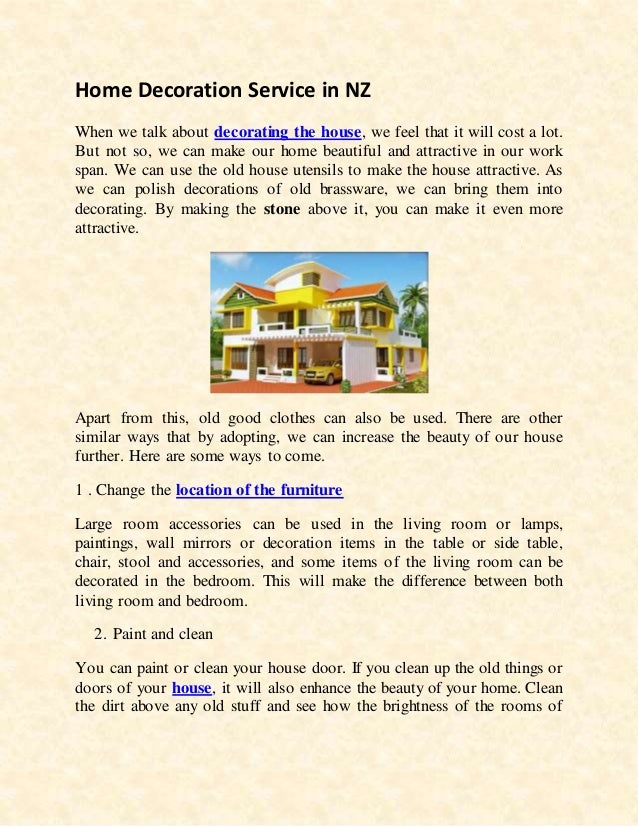 Home Decoration Service In Nz