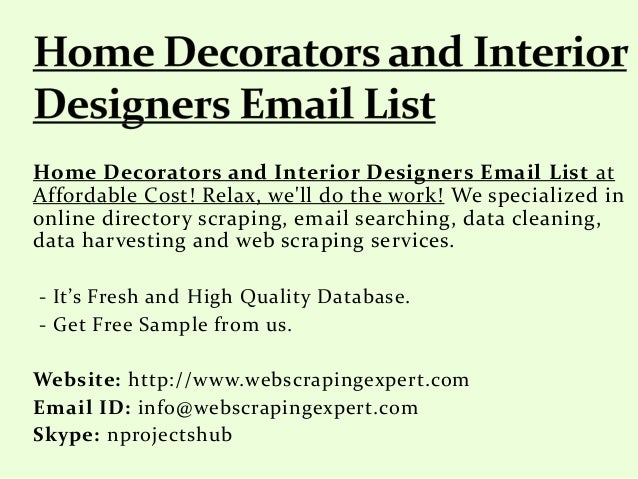 Home Decorators And Interior Designers Email List