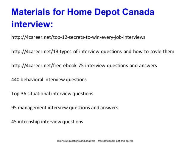 Home depot canada interview questions and answers
