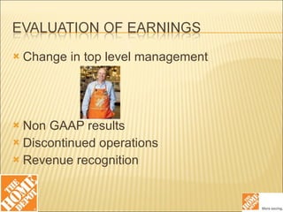 Change in top level management Non GAAP results Discontinued operations Revenue recognition 