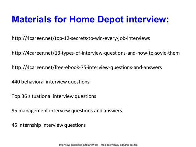 Home depot interview questions and answers