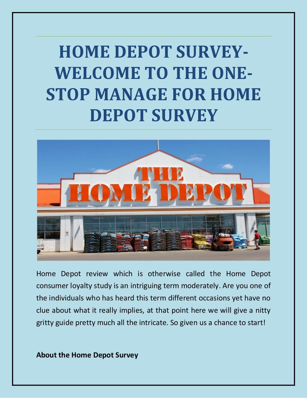 Home depot survey