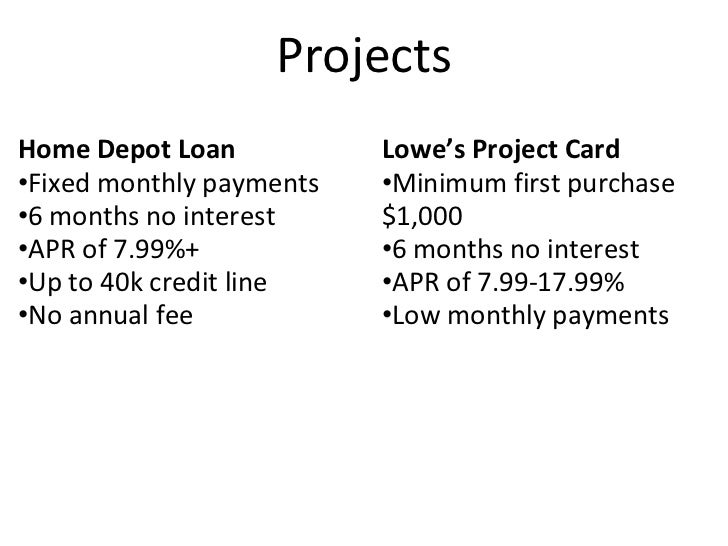 The home depot project loan The home depot project loan