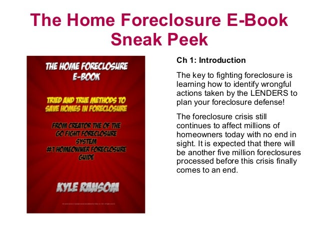 Home Foreclosure E Book Sneak Peek