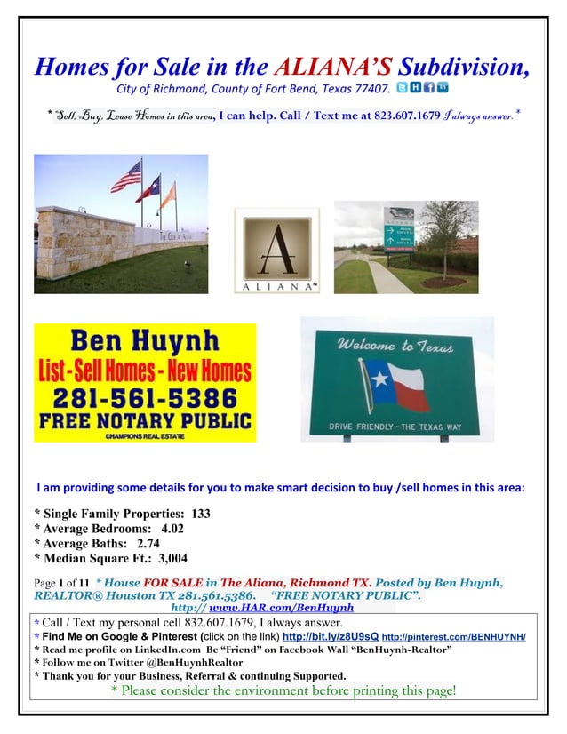 Home for sale in the Aliana, Richmond TX