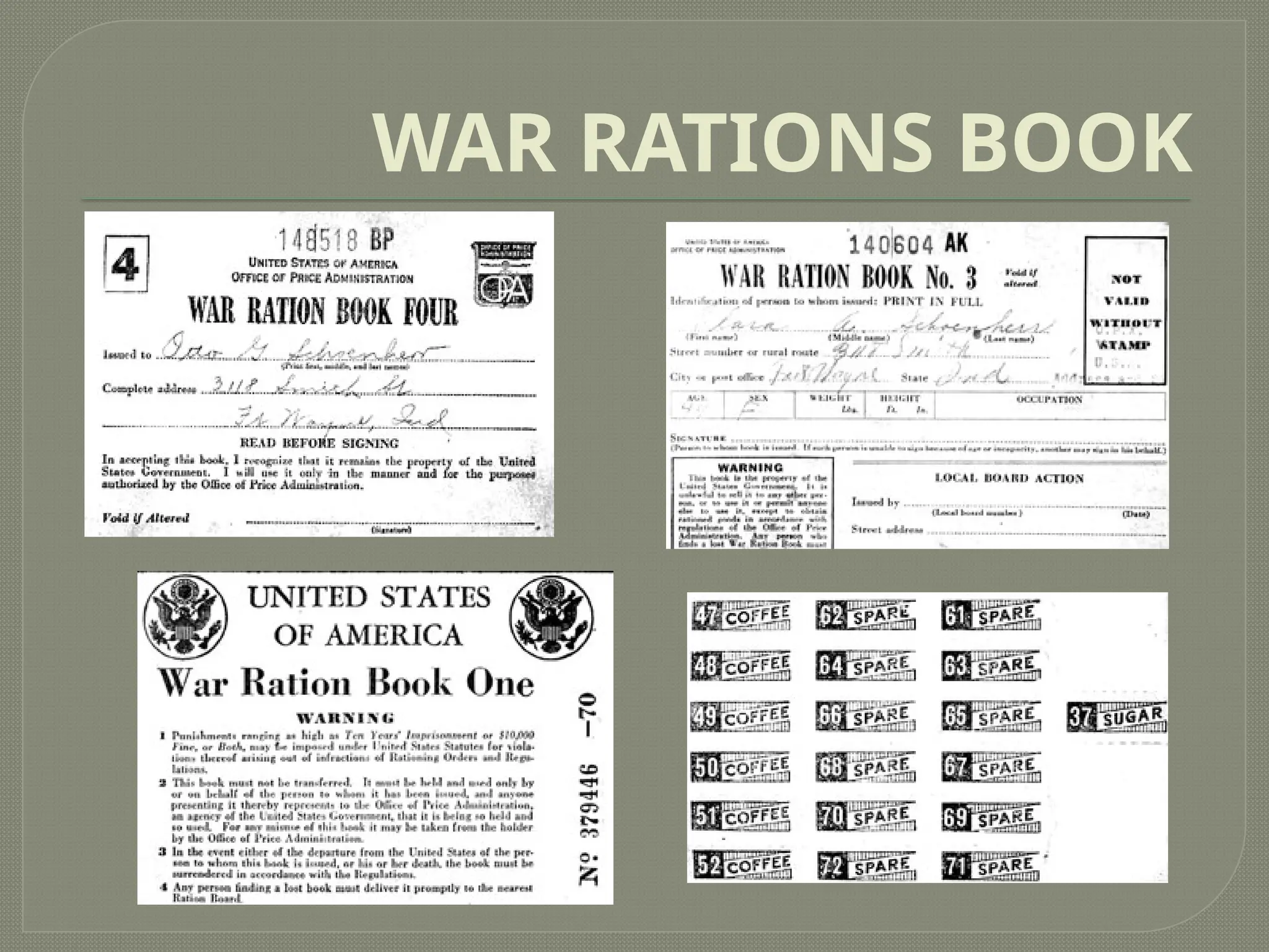 WAR RATIONS BOOK
 
