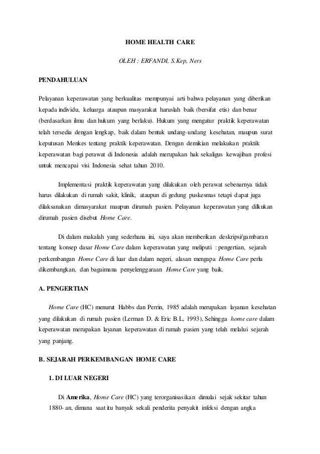 Sejarah Home Care Di Indonesia