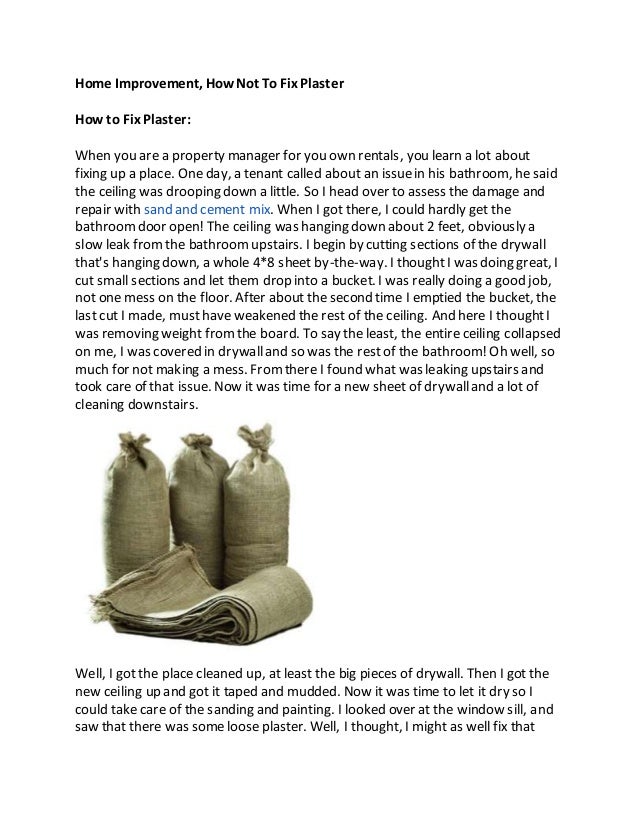 Home Improvement How Not To Fix Plaster