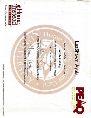 Home instead certifications | PDF