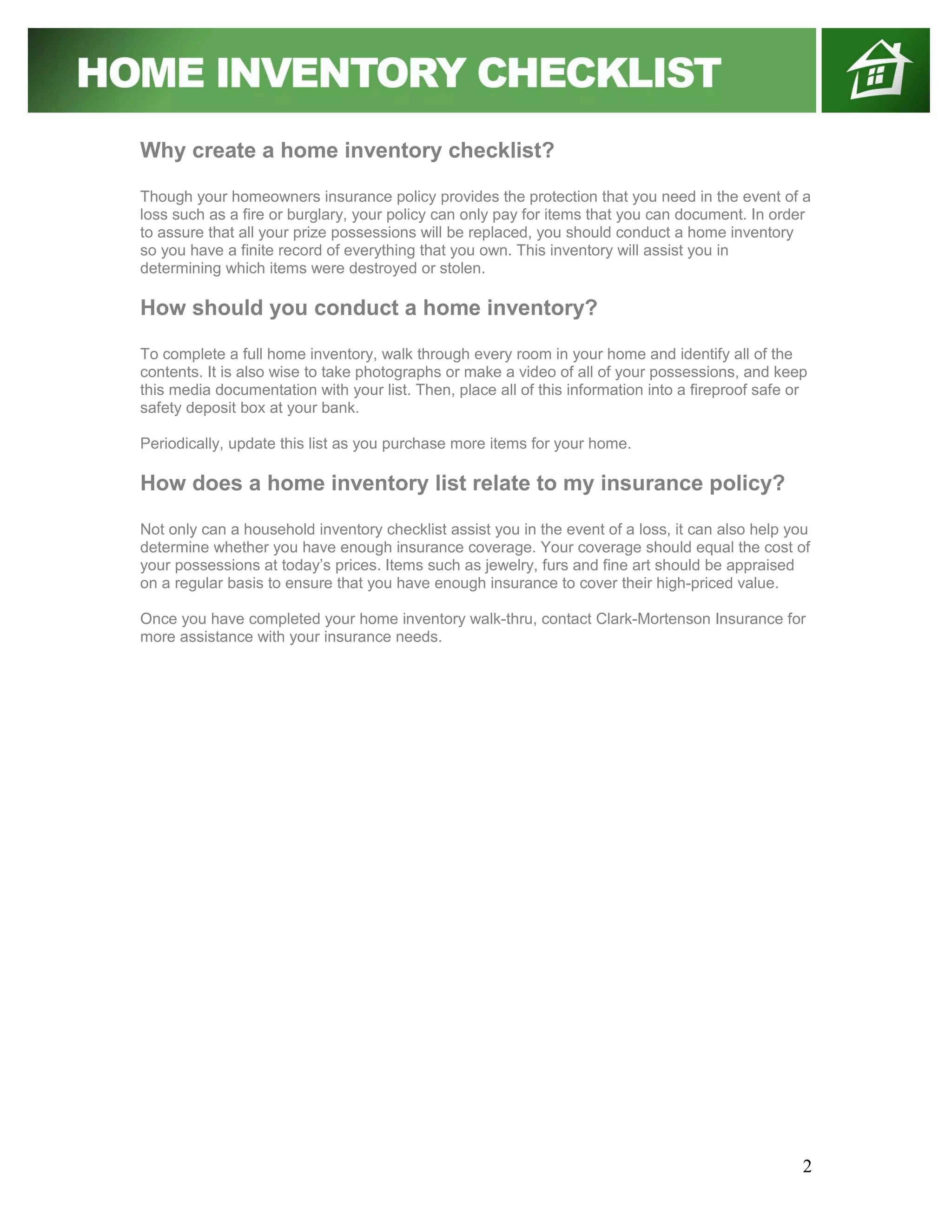 Home inventory checklist | DOC