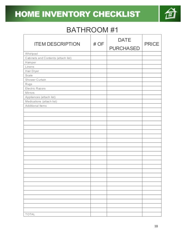 home contents inventory