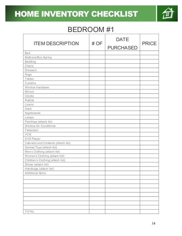 Home inventory checklist