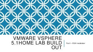 VMWARE VSPHERE
5.1HOME LAB BUILD   Part I – ESXi installation

             OUT
 