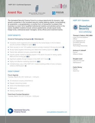Homeland Security Finance Forum 2011 Brochure