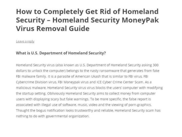 United State Homeland Security Virus Removal - How to Remove MoneyPak Virus