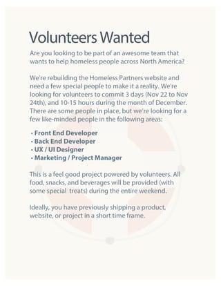 Homeless Partners Volunteer Deck