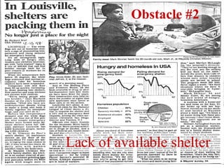 Obstacle #2 Lack of available shelter 